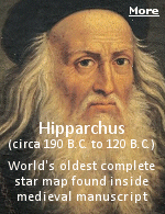 Scholars may have just discovered a fragment of the world's oldest complete star map.The map segment, which was found beneath the text on a sheet of medieval parchment, is thought to be a copy of the long-lost star catalog of the second century B.C. Greek astronomer Hipparchus, who made the earliest known attempt to chart the entire night sky. The fragment was concealed beneath nine leaves, or folios, of the religious Codex Climaci Rescriptus at St. Catherine's Monastery in Egypt's Sinai Peninsula. 
